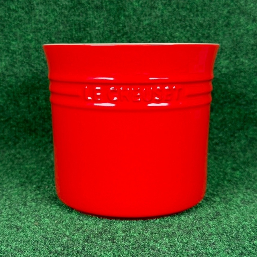 Le Creuset Red Stoneware Utensil Crock 2.3L 2.75 QT Large Kitchen Tool Holder